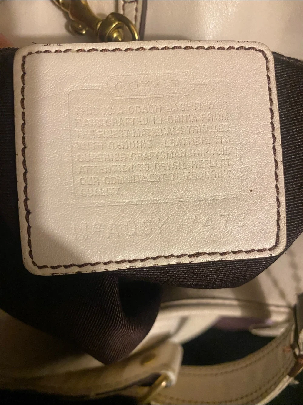 Coach Cream Patterned Hobo Shoulder Bag with Gold Hardware
